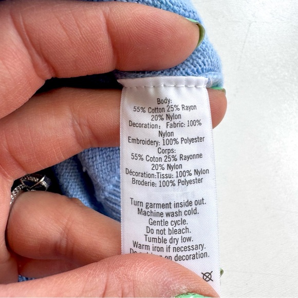 Janie and Jack Blue Floral Detail Girls Ruffle Sleeve Sweater Size 8 READ - Picture 7 of 11